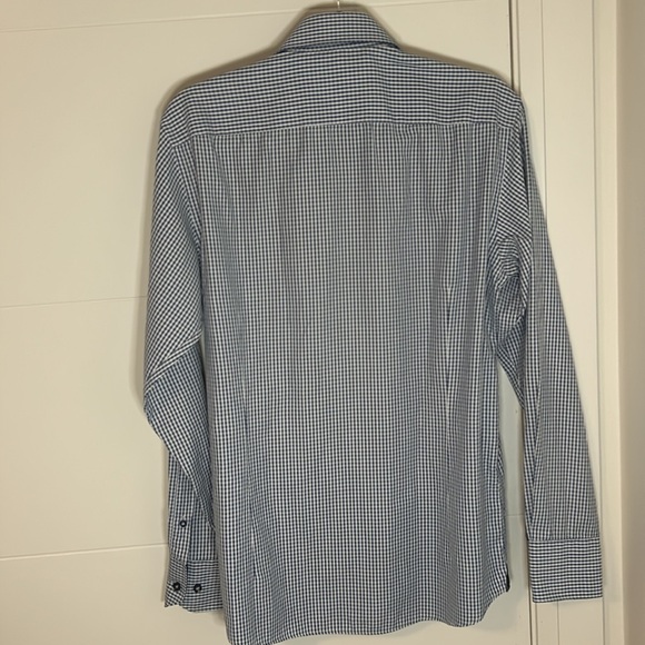 BLU by Polifroni men blue checkered dress shirt size medium - Picture 2 of 3